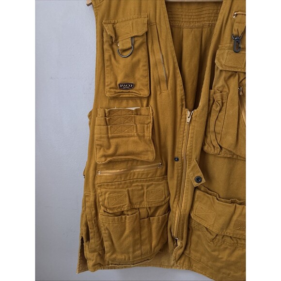 Paco Jeans Tan Utility Fishing Vest Size M/L Multi Pocket Outdoor Safari - Picture 5 of 6